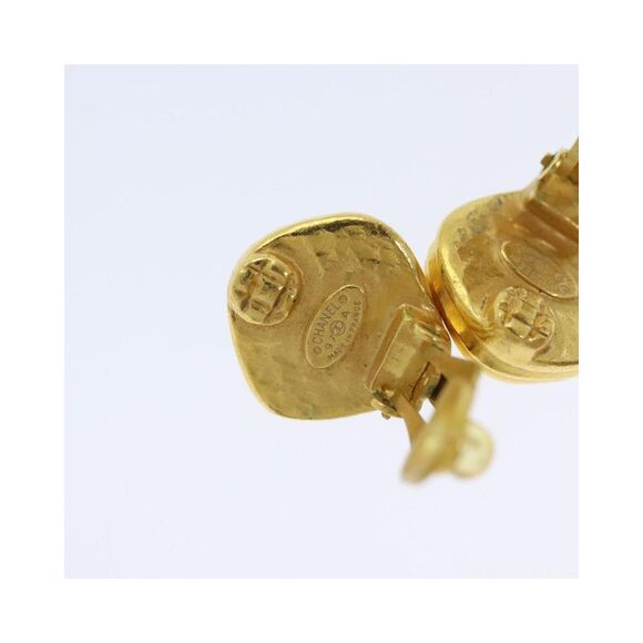 Pre Loved Chanel Grey Resin CC Logo Clipon Earrings Women Gold - Picture 7 of 7